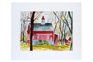 Red Barns with Trees